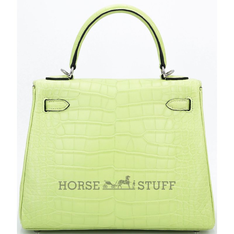 Hermès Kelly Retourne 25 Jaune Bourgeon Matte Crocodile Alligator PHW