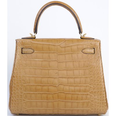 Hermès Kelly Retourne 25 Kraft Matte Crocodile Alligator GHW