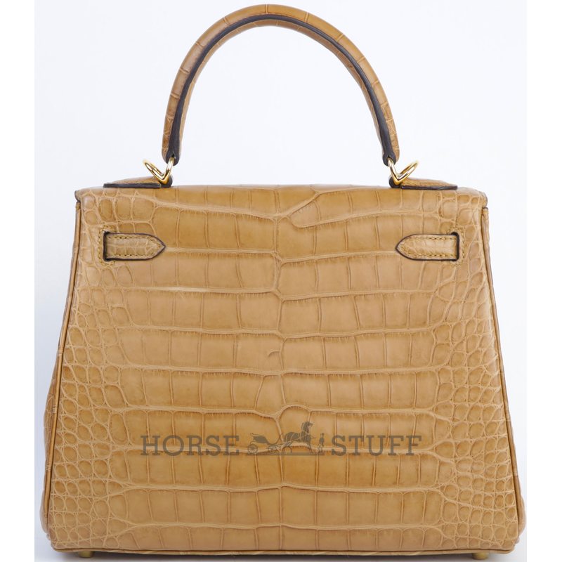 Hermès Kelly Retourne 25 Kraft Matte Crocodile Alligator GHW