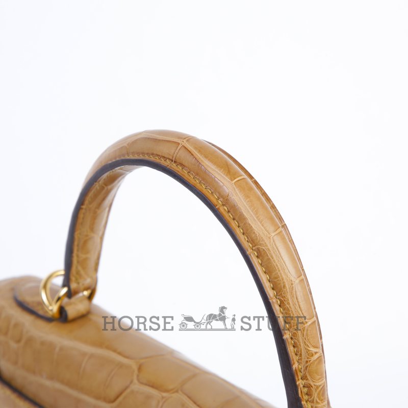 Hermès Kelly Retourne 25 Kraft Matte Crocodile Alligator GHW