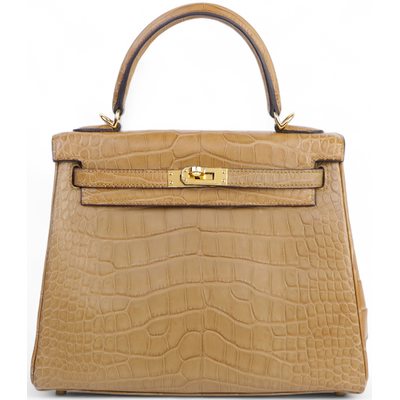 Hermès Kelly Retourne 25 Kraft Matte Crocodile Alligator GHW
