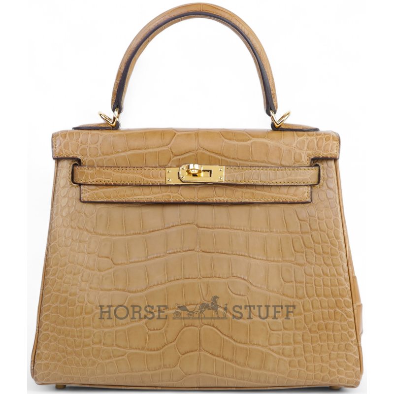 Hermès Kelly Retourne 25 Kraft Matte Crocodile Alligator GHW
