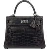 Hermès Kelly Retourne 25 Black Matte Crocodile Alligator PHW