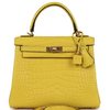 Hermès Kelly Retourne 25 Mimosa Matte Crocodile Alligator GHW