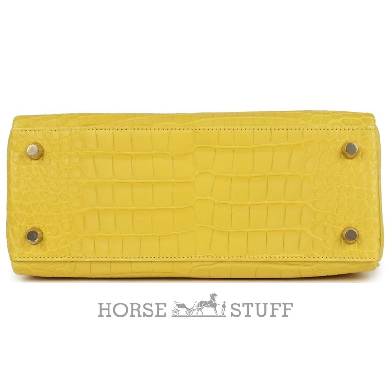 Hermès Kelly Retourne 25 Mimosa Matte Crocodile Alligator GHW