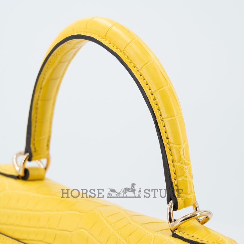 Hermès Kelly Retourne 25 Mimosa Matte Crocodile Alligator Permabrass