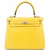 Hermès Kelly Retourne 25 Mimosa Matte Crocodile Alligator Permabrass