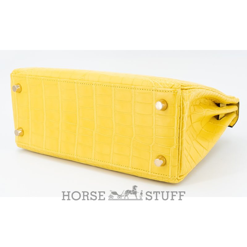 Hermès Kelly Retourne 25 Mimosa Matte Crocodile Alligator Permabrass
