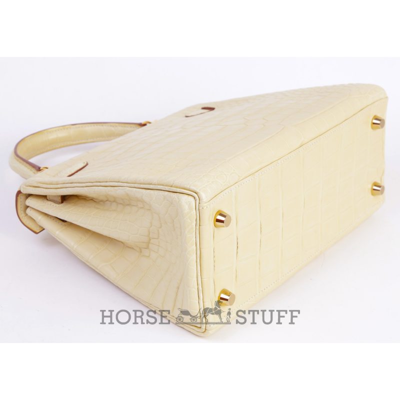 Hermès Kelly Retourne 25 Vanilla Matte Crocodile Alligator GHW