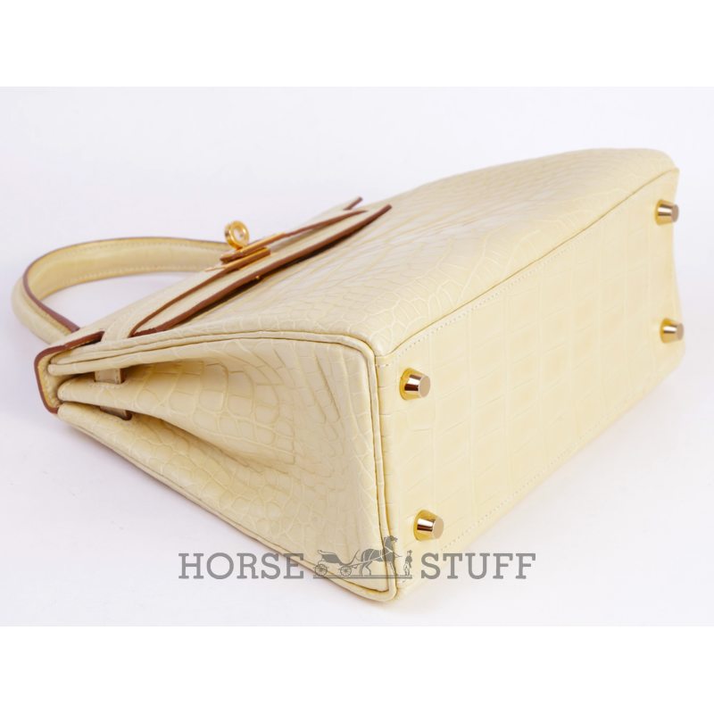 Hermès Kelly Retourne 25 Vanilla Matte Crocodile Alligator GHW