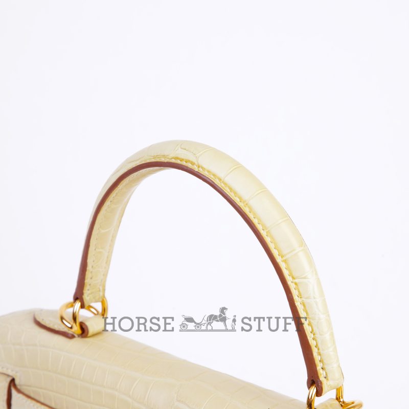 Hermès Kelly Retourne 25 Vanilla Matte Crocodile Alligator GHW