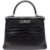 Hermès Kelly Retourne 25 Black Matte Crocodile Niloticus PHW