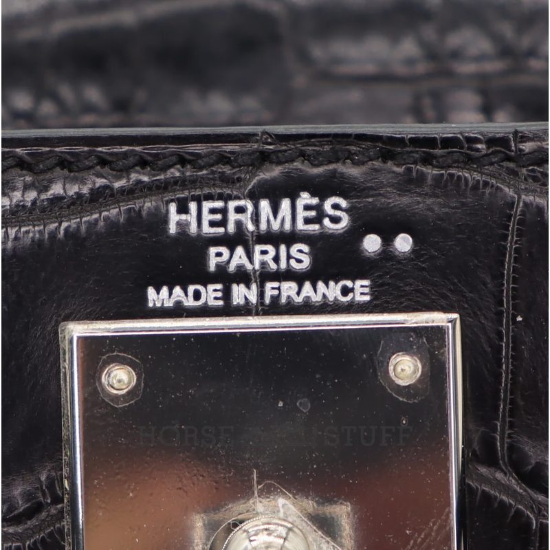 Hermès Kelly Retourne 25 Black Matte Crocodile Niloticus PHW