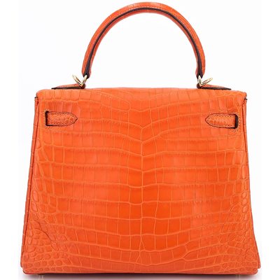 Hermès Kelly Retourne 25 Feu Matte Crocodile Niloticus GHW