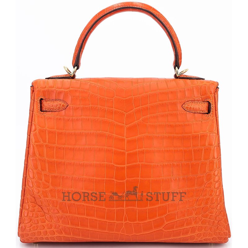 Hermès Kelly Retourne 25 Feu Matte Crocodile Niloticus GHW