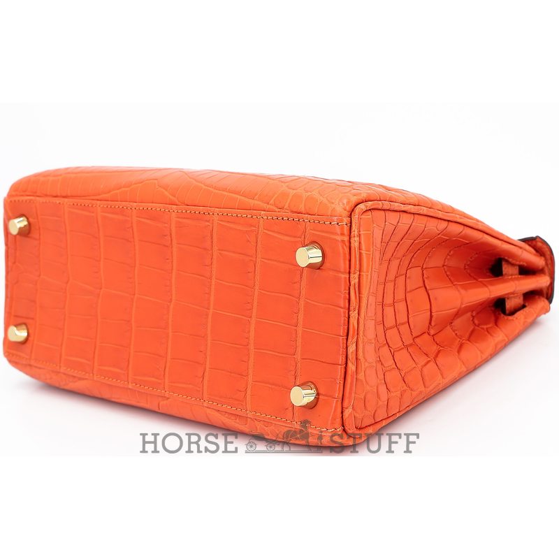 Hermès Kelly Retourne 25 Feu Matte Crocodile Niloticus GHW