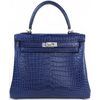Hermès Kelly Retourne 25 Blue de Malte Matte Crocodile Porosus PHW