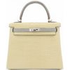 Hermes Kelly Retourne 25 Special Order HSS Vanilla / Gris Perle  Matte Crocodile Alligator BPHW