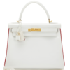 Hermès Kelly Retourne 25 Special Order HSS White / Rouge Casaque Epsom GHW