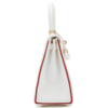 Hermès Kelly Retourne 25 Special Order HSS White / Rouge Casaque Epsom GHW