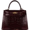 Hermès Kelly Sellier 25 Bordeuax Lisse Crocodile Alligator GHW