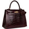 Hermès Kelly Sellier 25 Bordeuax Lisse Crocodile Alligator GHW