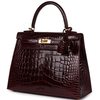 Hermès Kelly Sellier 25 Bordeuax Lisse Crocodile Alligator GHW