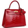 Hermès Kelly Sellier 25 Braise Shiny Crocodile Alligator GHW