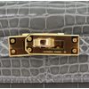 Hermès Kelly Sellier 25 Gris Ciment Shiny Crocodile Alligator GHW