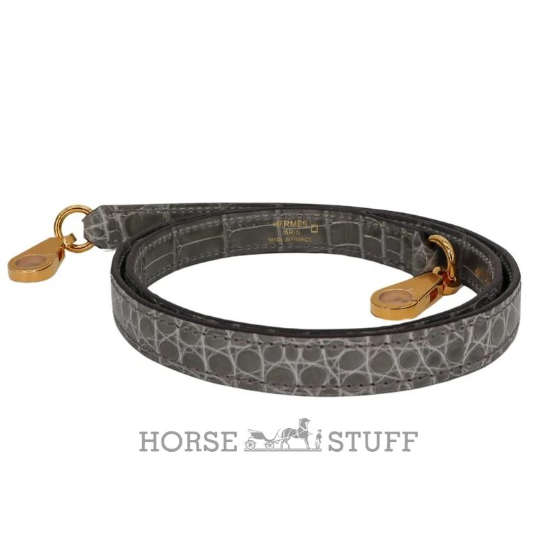 Hermès Kelly Sellier 25 Gris Ciment Shiny Crocodile Alligator GHW