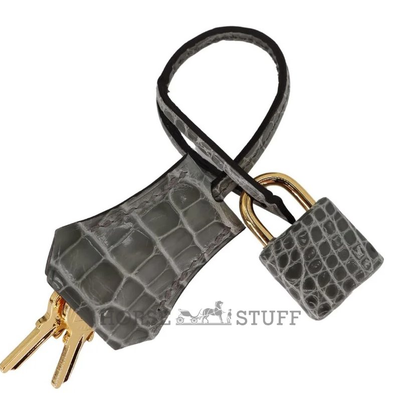 Hermès Kelly Sellier 25 Gris Ciment Shiny Crocodile Alligator GHW