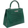 Hermès Kelly Sellier 25 Vert Emerald Shiny Crocodile Alligator PHW
