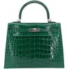 Hermès Kelly Sellier 25 Vert Emerald Shiny Crocodile Alligator PHW