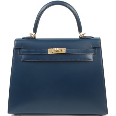 Hermès Kelly Sellier 25 Blue Sapphire Box Calf GHW