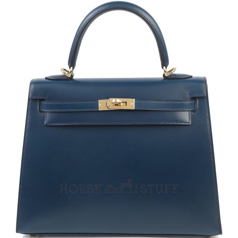 Hermès Kelly Sellier 25 Blue Sapphire Box Calf GHW