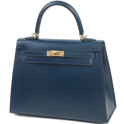 Hermès Kelly Sellier 25 Blue Sapphire Box Calf GHW