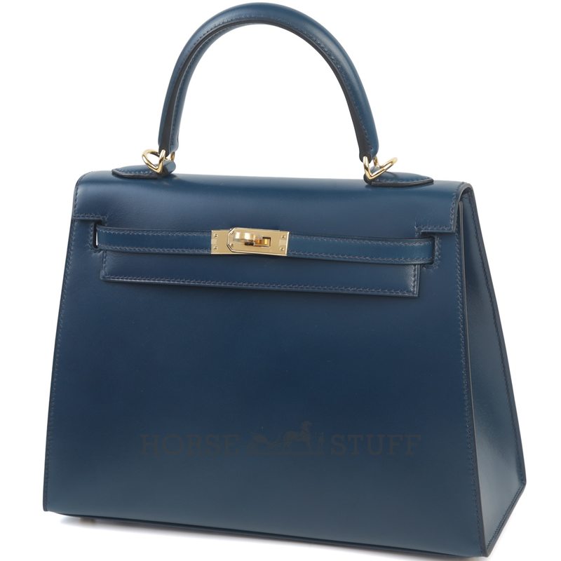 Hermès Kelly Sellier 25 Blue Sapphire Box Calf GHW