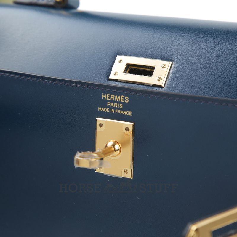 Hermès Kelly Sellier 25 Blue Sapphire Box Calf GHW