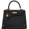 Hermès Kelly Sellier 25 Black Chèvre Mysore GHW