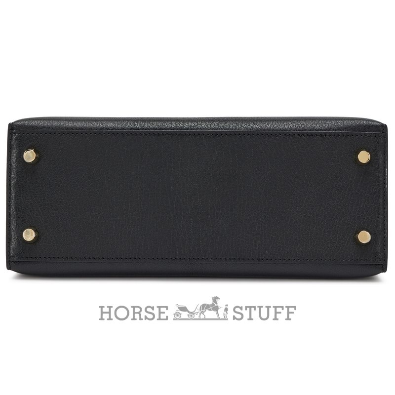Hermès Kelly Sellier 25 Black Chèvre Mysore GHW