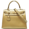 Hermès Kelly Sellier 25 Exceptional Super Rare Metallic Gold Chèvre Mysore GHW