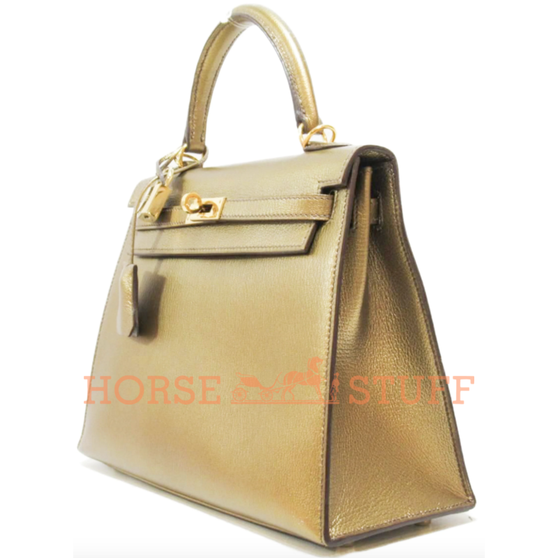 Hermès Kelly Sellier 25 Exceptional Super Rare Metallic Gold Chèvre Mysore GHW