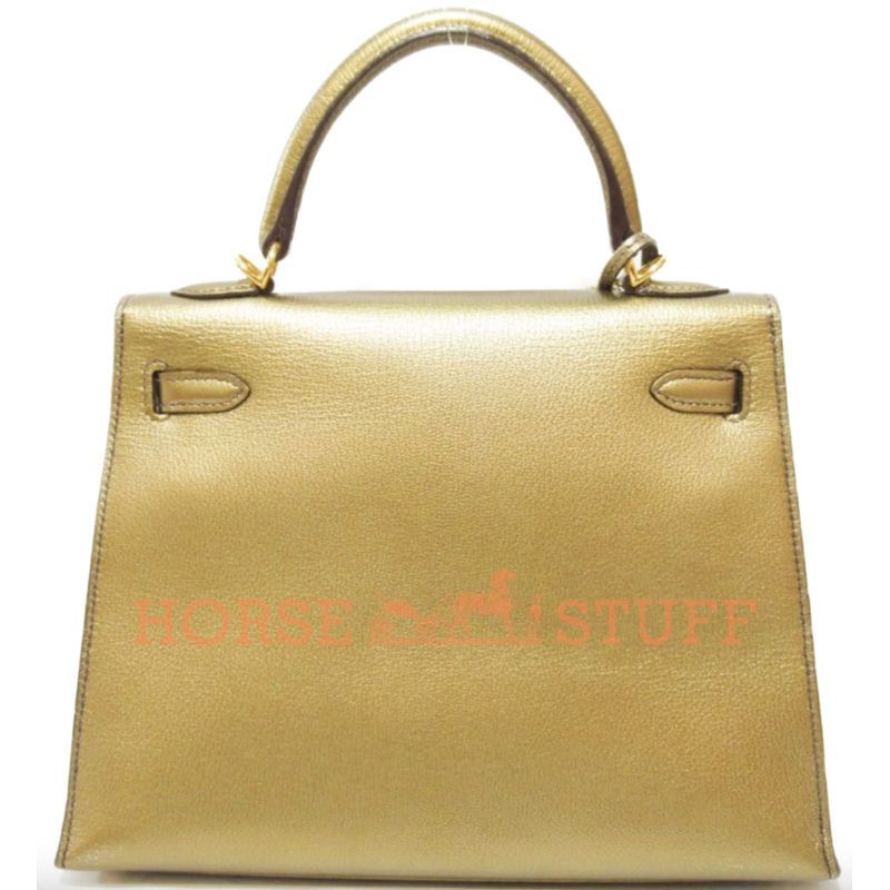 Hermès Kelly Sellier 25 Exceptional Super Rare Metallic Gold Chèvre Mysore GHW