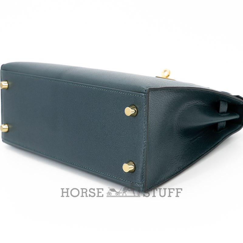 Hermès Kelly Sellier 25 Vert Cypress Chèvre Mysore GHW