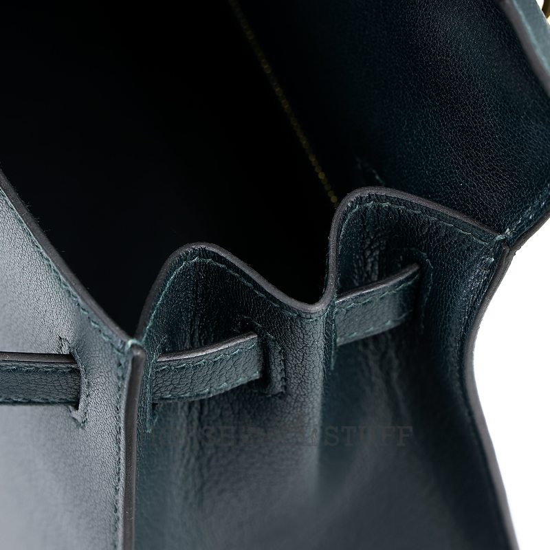 Hermès Kelly Sellier 25 Vert Cypress Chèvre Mysore GHW