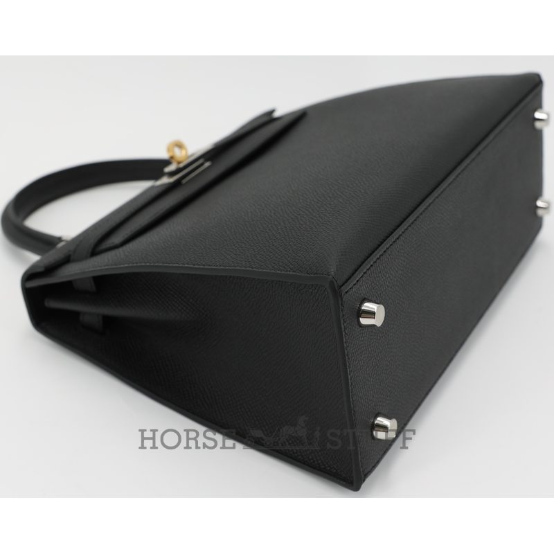 Hermes Kelly Sellier 25 Black Epsom Electrum HW