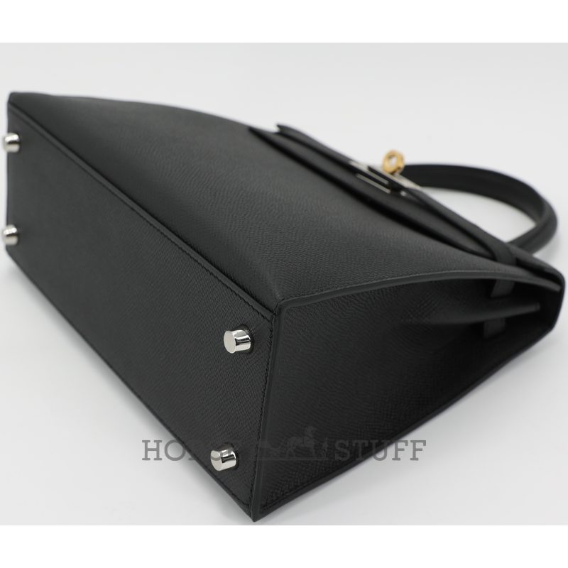 Hermes Kelly Sellier 25 Black Epsom Electrum HW