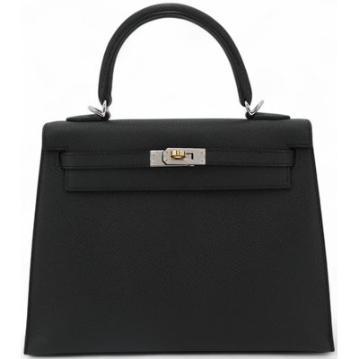 Hermes Kelly Sellier 25 Black Epsom Electrum HW
