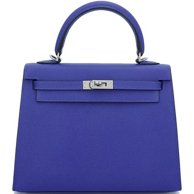 Hermès Kelly Sellier 25 Blue Electrique Epsom PHW