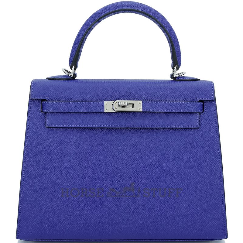 Hermès Kelly Sellier 25 Blue Electrique Epsom PHW